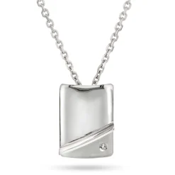 Arne Nordlie – Halssmykke med plate i hvitt gull og 0,01 ct diamant