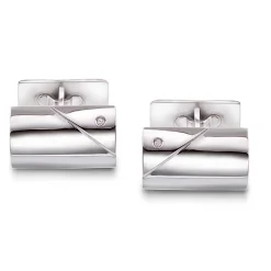 Arne Nordlie – Mansjettknapper i hvitt gull med 2 x 0,01 ct diamant