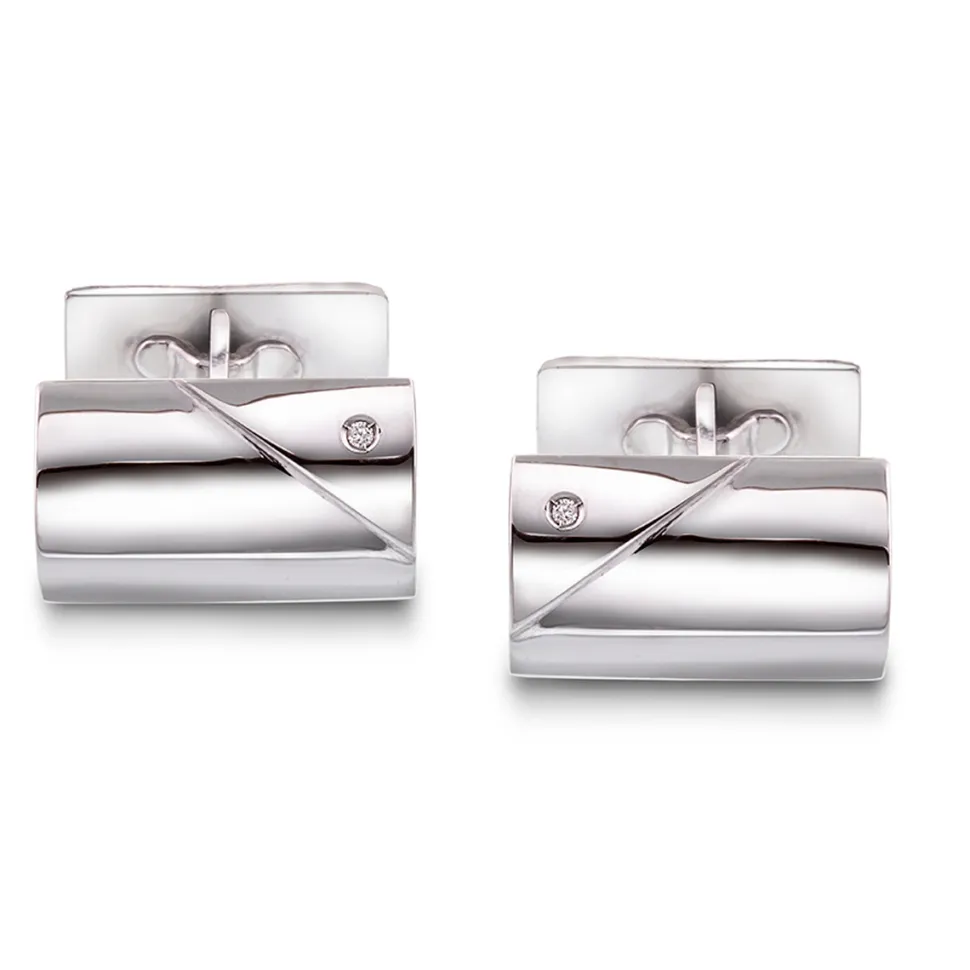 Arne Nordlie – Mansjettknapper i hvitt gull med 2 x 0,01 ct diamant