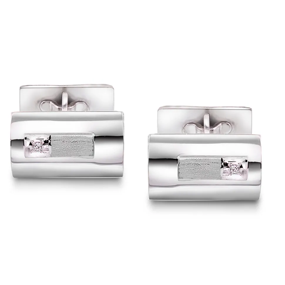 Arne Nordlie – Mansjettknapper i hvitt gull med 2 x 0,01 ct diamant