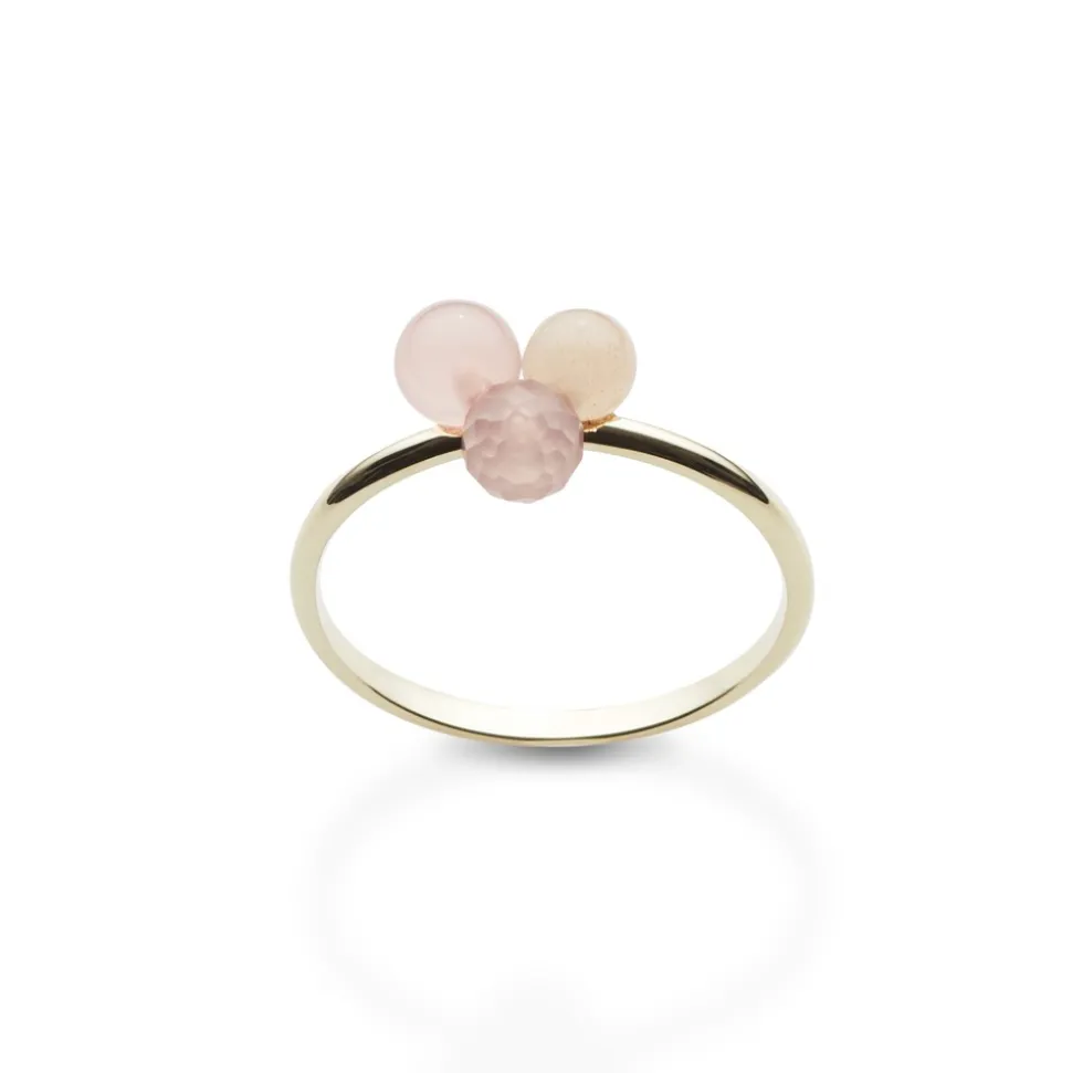 Arven – Bon Bon Triple gullring med rosa topas, månesten og rosa kvarts