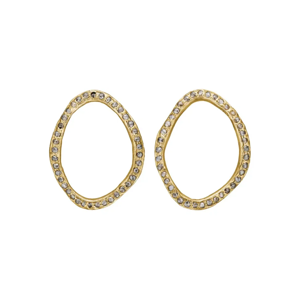 ByBirdie – Onassis Oval Golden Pavè ørepynt – 29 mm
