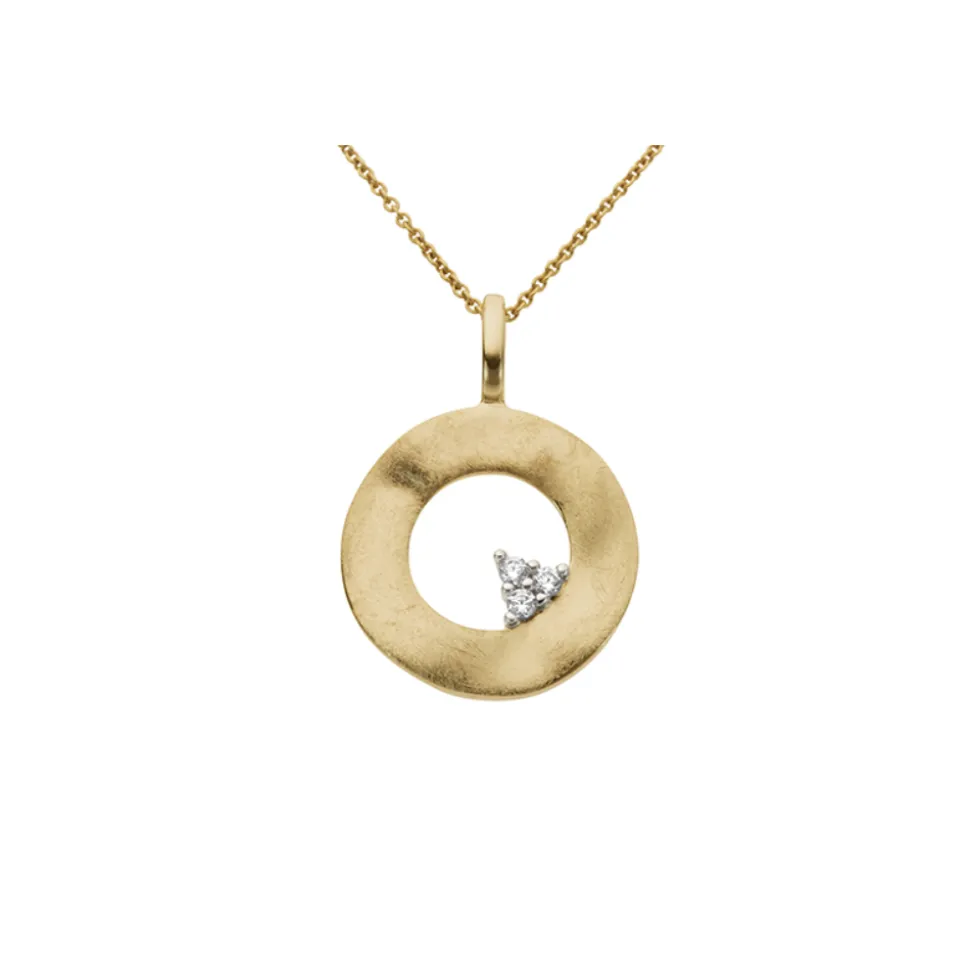 Diamonds by Frisenberg – Anheng i 14K gult gull m/diamanter og forgyldt sølvkjede 42 cm