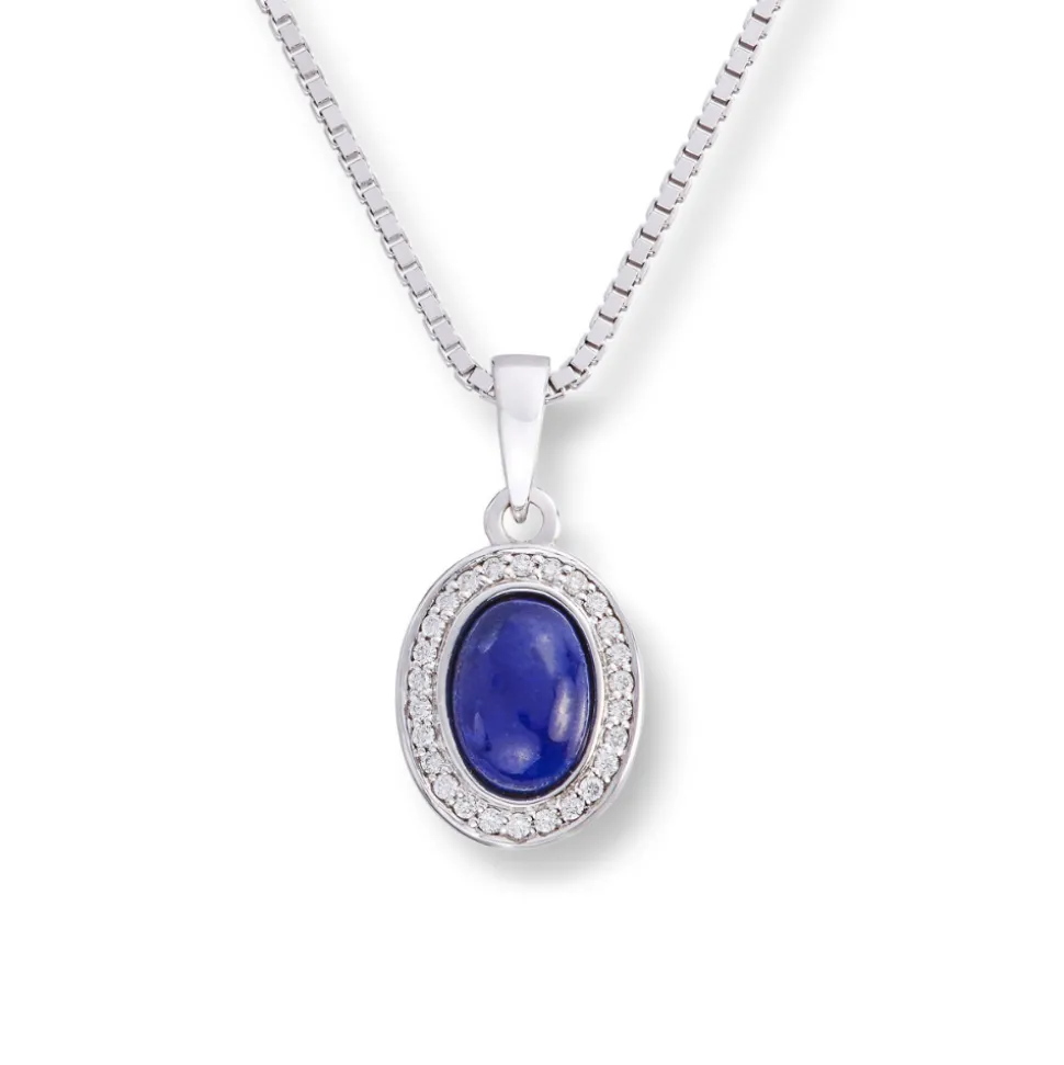 Diamonds by Frisenberg – Anheng i hvitt gull med lapis og 0,07 ct diamanter
