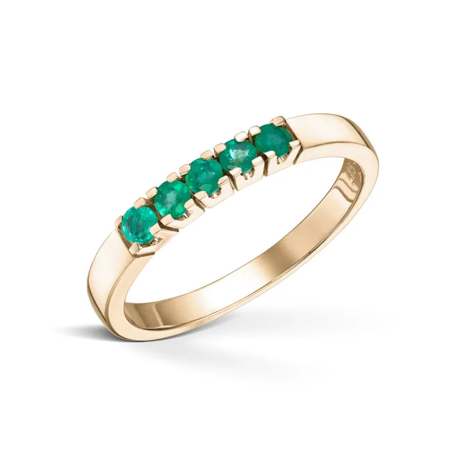 Diamonds by Frisenberg – Alliansering i gult gull med smaragder – 5×0,05ct