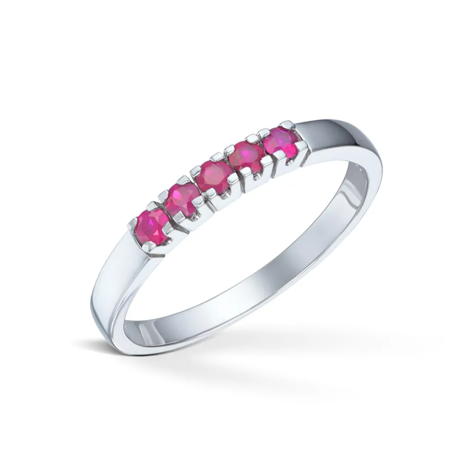 Diamonds by Frisenberg – Alliansering i hvitt gull med rubiner – 5×0,05ct