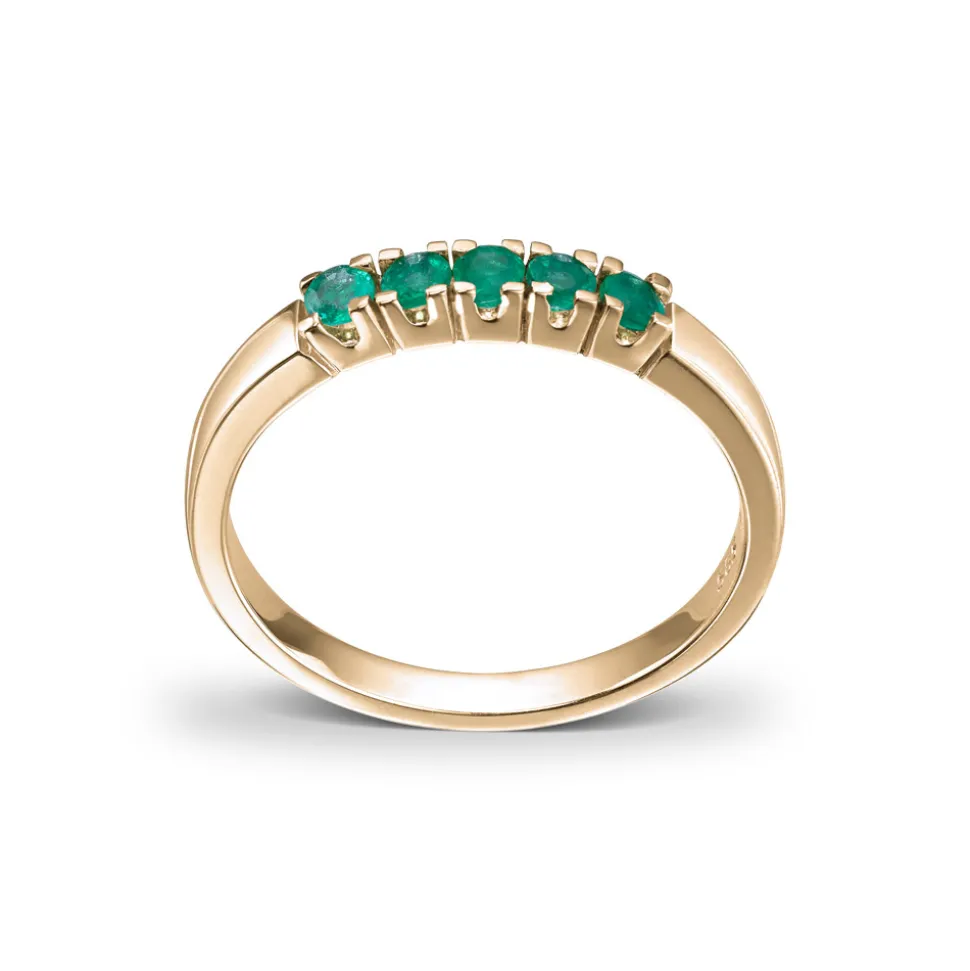 Diamonds by Frisenberg – Alliansering i gult gull med smaragder – 5×0,05ct