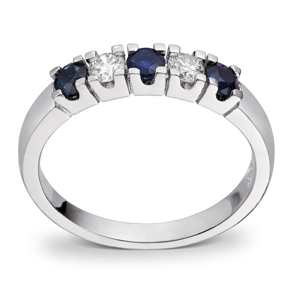 Diamonds by Frisenberg – Alliansering med 2 x 0,10 ct TW/SI og blå safir