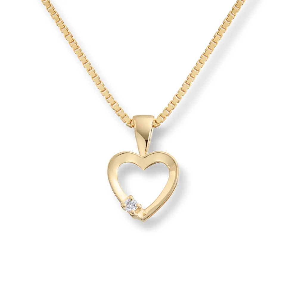 Diamonds by Frisenberg – Hjerteanheng i gult gull med 0,02 ct diamant