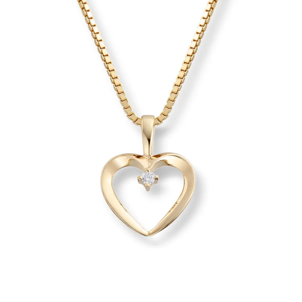 Diamonds by Frisenberg – Hjerteanheng i gult gull med 0,02 ct diamant