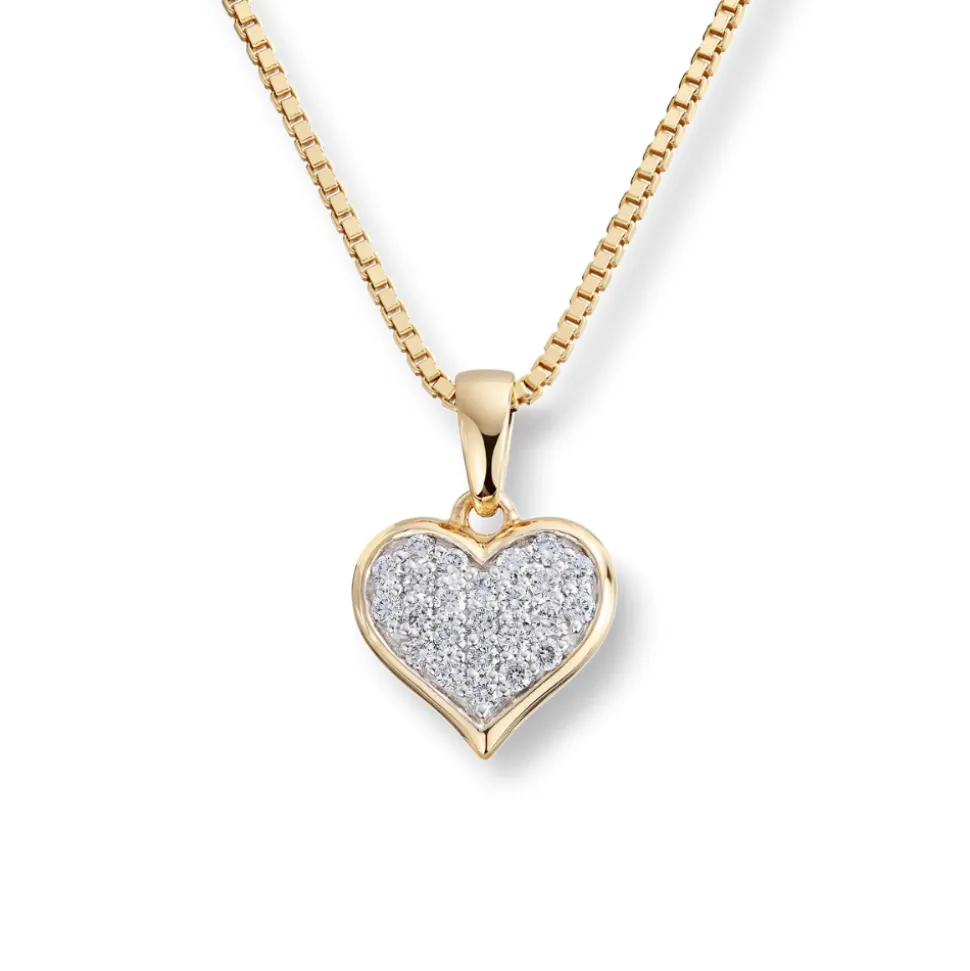 Diamonds by Frisenberg – Hjerteanheng i gult gull med totalt 0,19 ct diamanter
