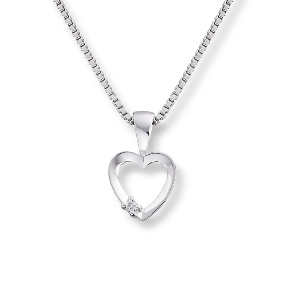 Diamonds by Frisenberg – Hjerteanheng i hvitt gull med 0,02 ct diamant