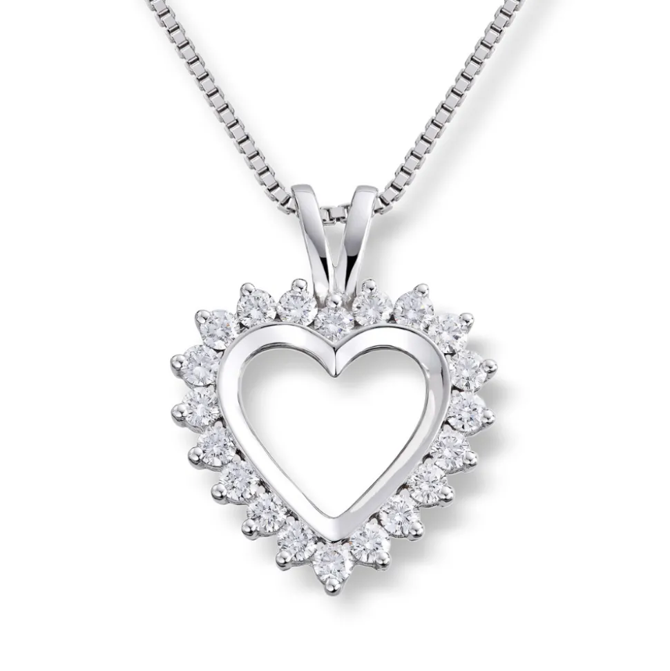 Diamonds by Frisenberg – Hjerteanheng i hvitt gull med totalt 0,765 ct diamanter
