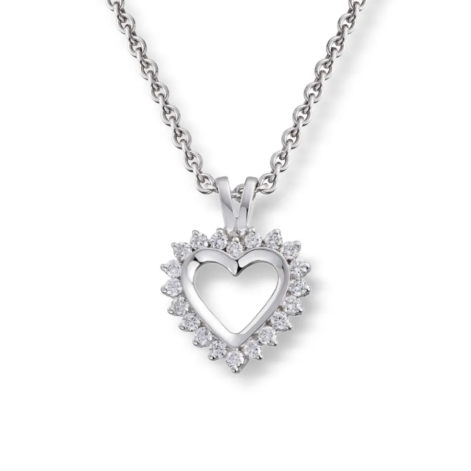 Diamonds by Frisenberg – Hvitt gull 14K anheng-Diamanthjerte på ialt 0,25 ct TW/SI