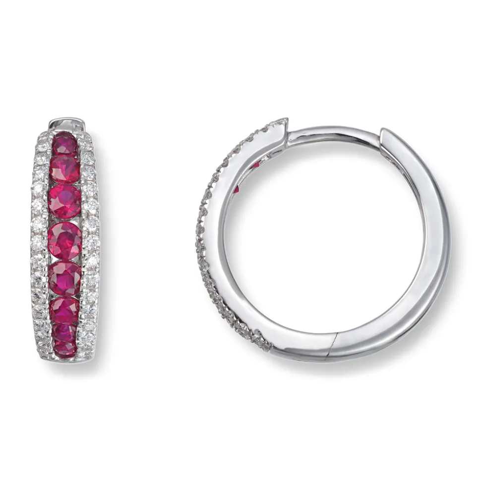 Diamonds by Frisenberg – Øreringer i 14K hvittgull m/diamanter og rubiner