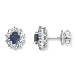 Diamonds by Frisenberg – Rosett ørepynt i hvitt gull med safir og diamanter