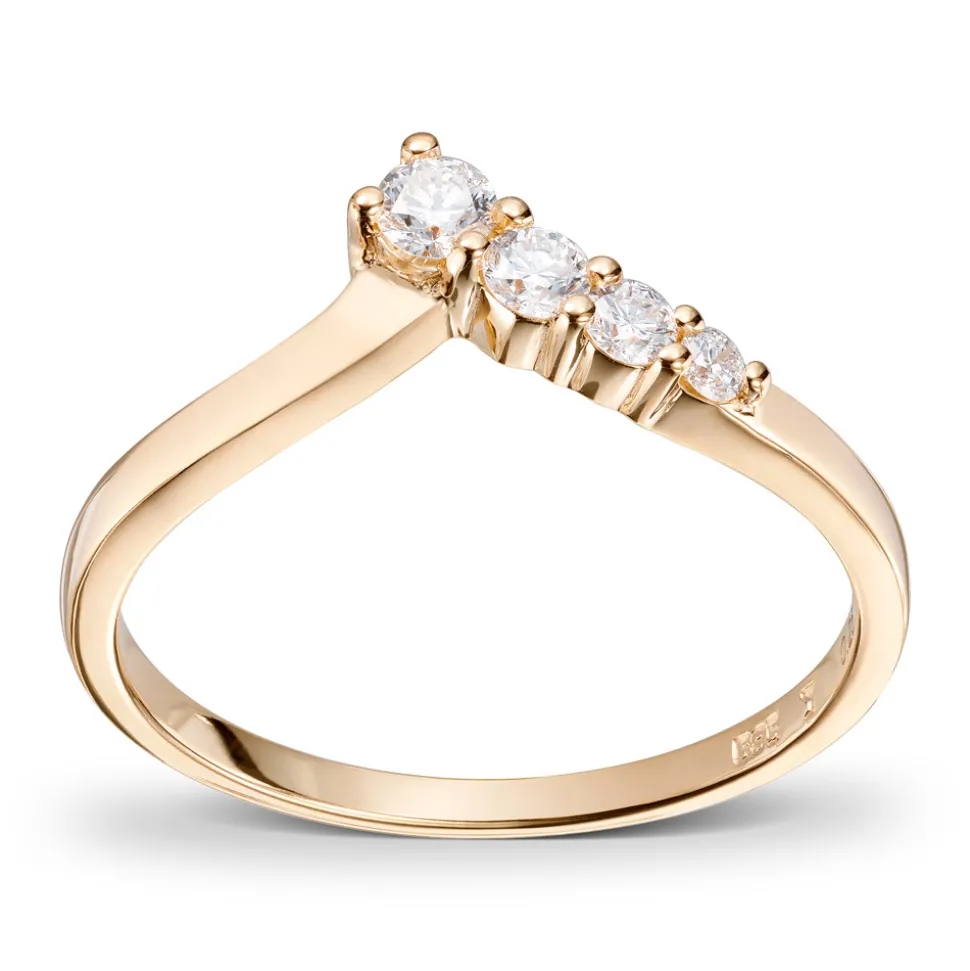 Diamonds by Frisenberg – V-formet ring i 14k gult gull med diamanter i alt 0,24 ct