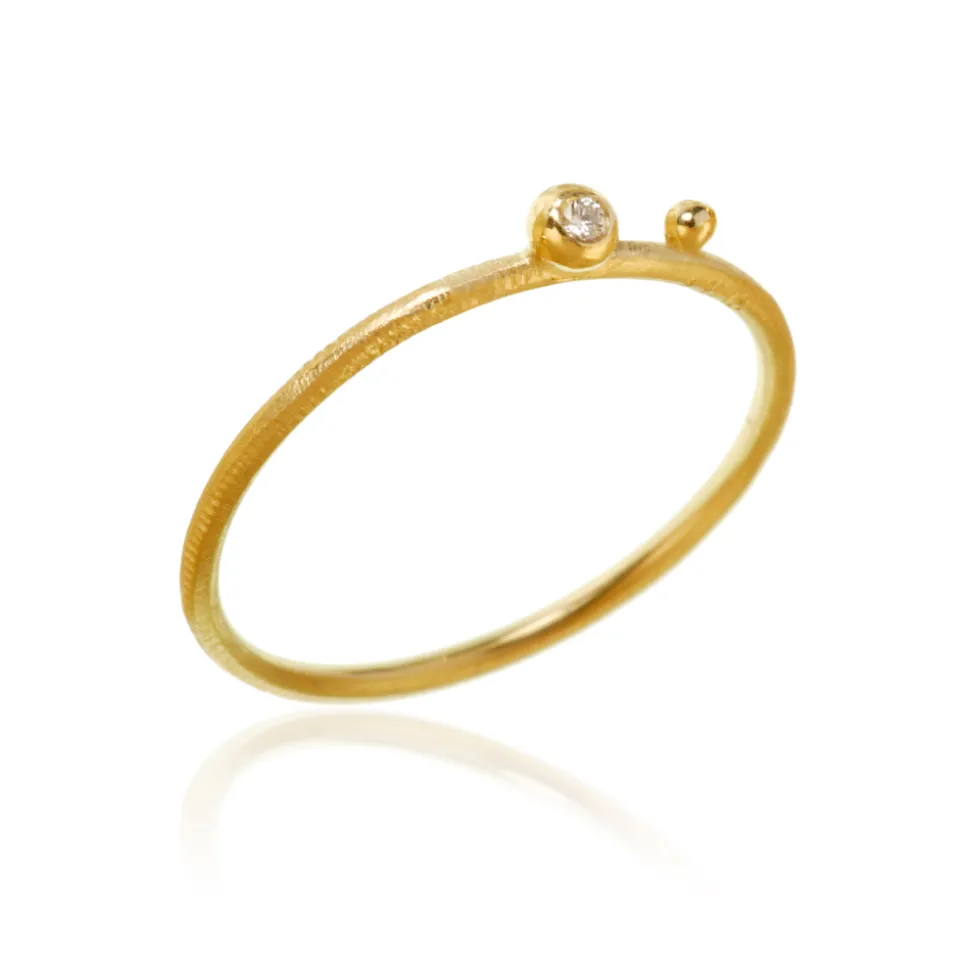 Dulong – Delphis ring med diamant og èn kule – Velg mellom 18k gult gull eller sølv