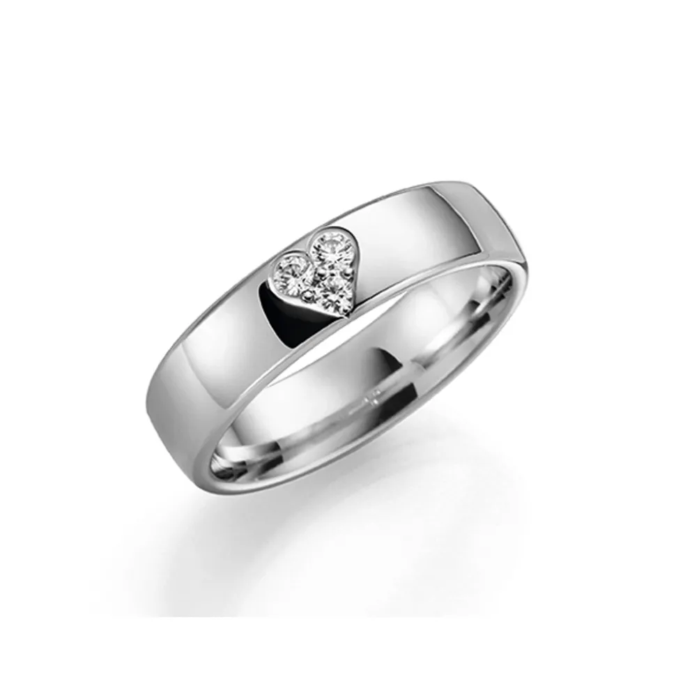 GD Forever – Hvitt gull 5 mm – med diamant 0,09 ct.WSI-hjerte