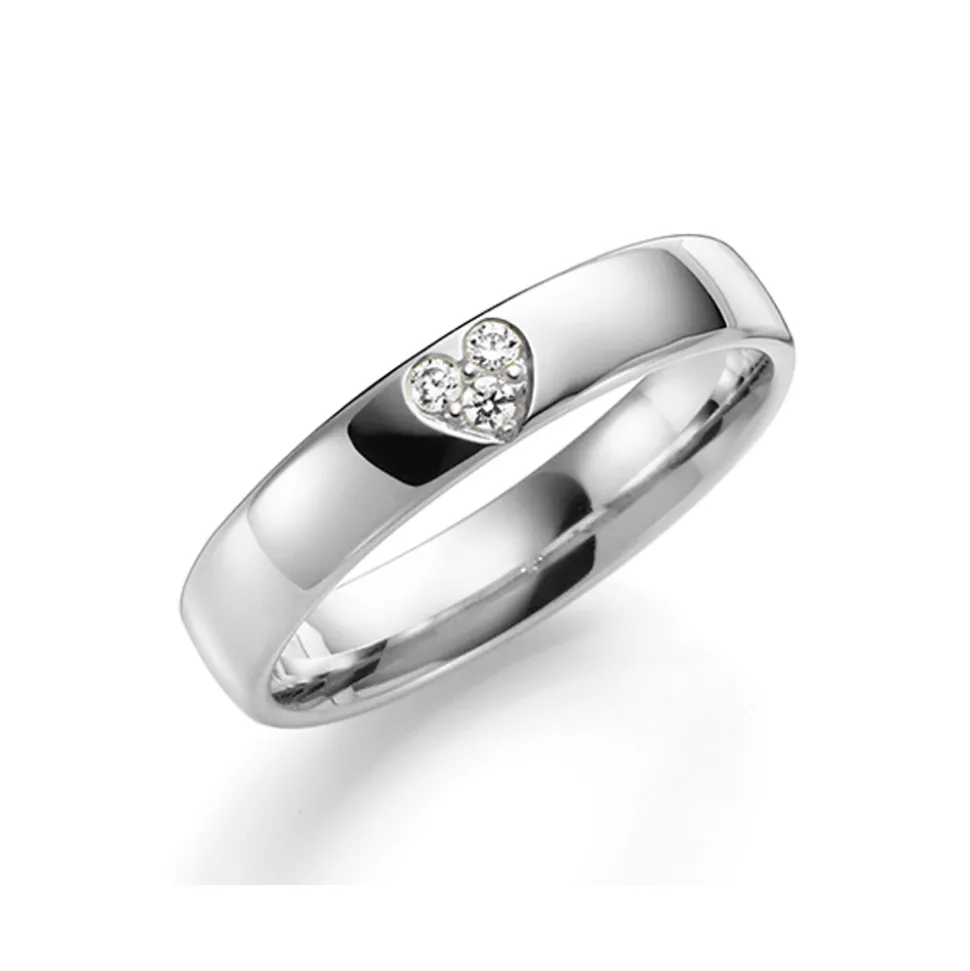 GD Forever – Hvitt gull-4 mm-med diamant 0,03 ct.WSI-hjerte