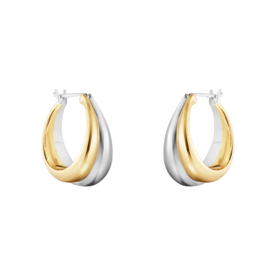 Georg Jensen – Curve øreringer i gult gull og sølv