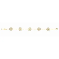 Georg Jensen – Daisy armbånd i forgylt sølv med hvit emalje