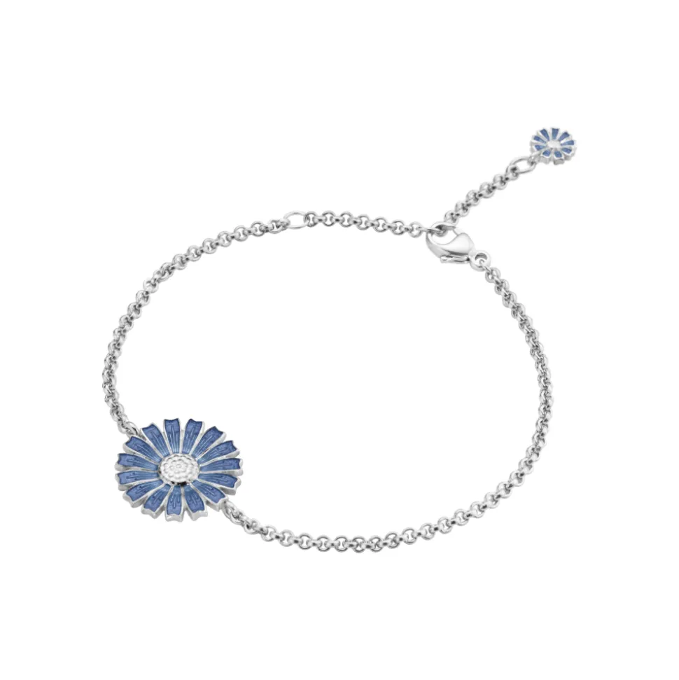 Georg Jensen – Daisy armbånd i sølv med blå emalje