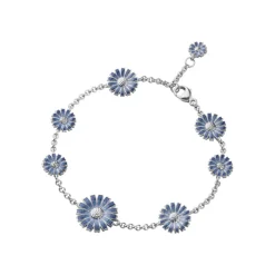 Georg Jensen – Daisy armbånd i sølv med blå emalje