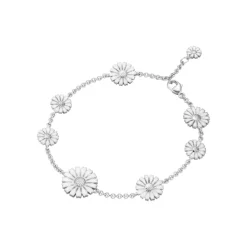 Georg Jensen – Daisy armlenke i sølv med hvit emalje