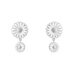 Georg Jensen – Daisy dobbel ørepynt i sølv med hvit emalje