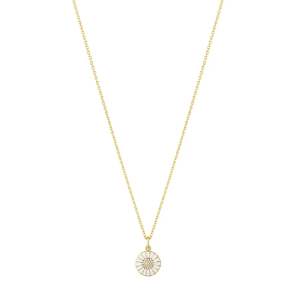 Georg Jensen – Daisy halssmykke i forgylt sølv med emalje og diamanter, liten