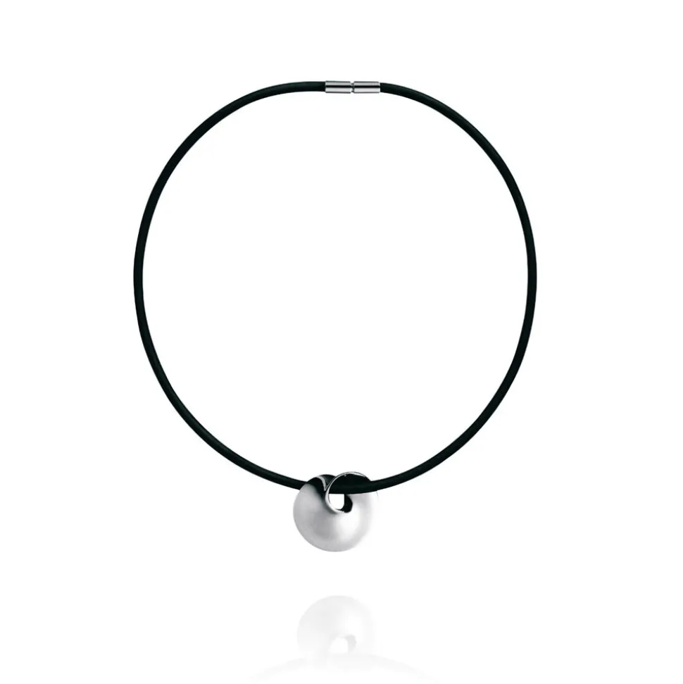 Georg Jensen – Möbius halssmykke i gummi med sølvanheng