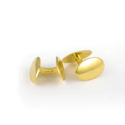 Gold by Frisenberg-Doble Mansjettknapper i Gult gull (kan graveres)-Glatt kant