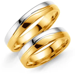 Gult/ hvitt gull ring – 6 mm bredde