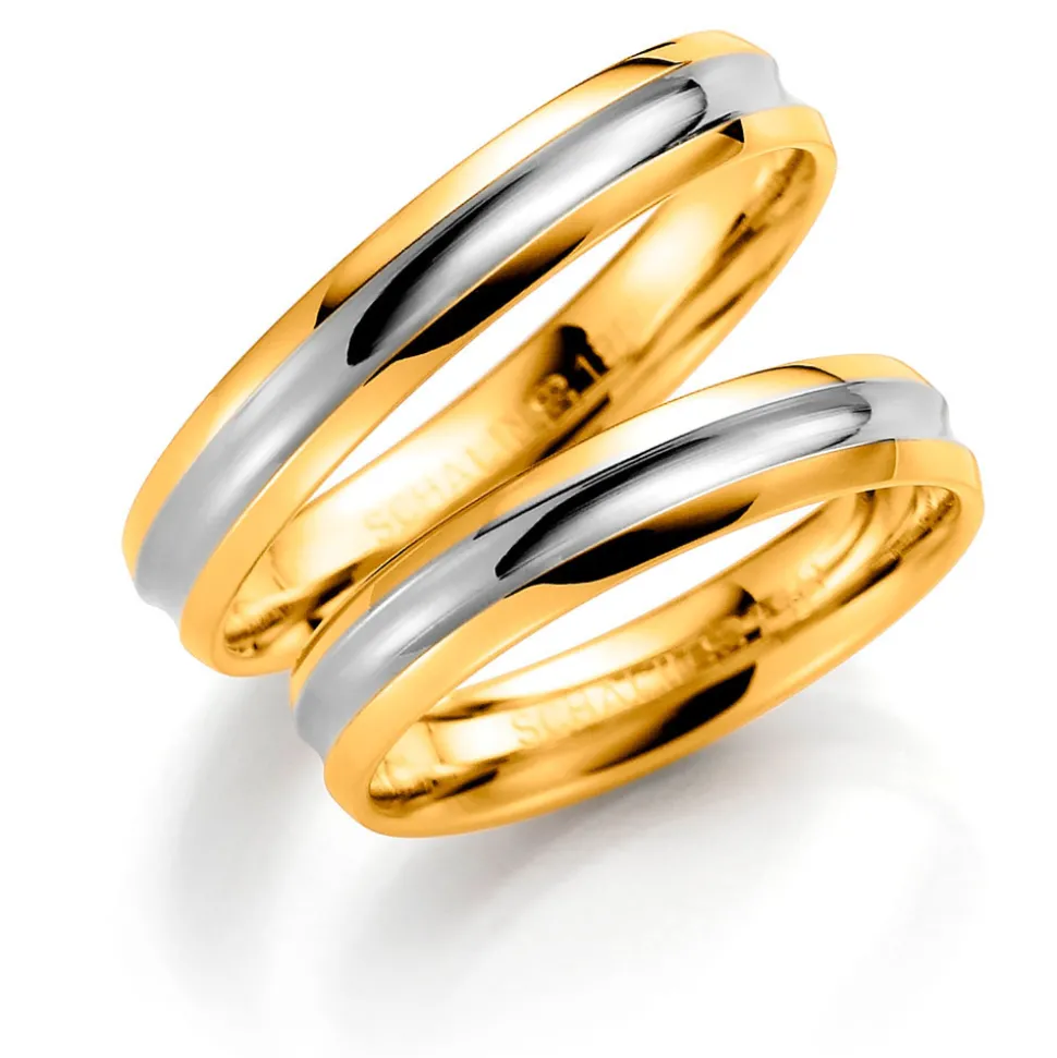 Gult/hvitt gull ring – 6 mm bredde