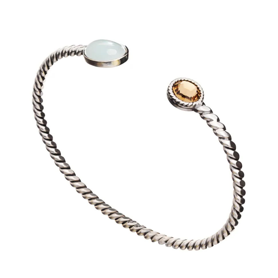 Huldresølv – Tvunnet armring i sølv – Aquamarin