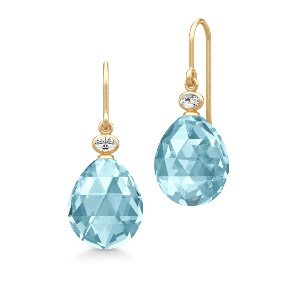 Julie Sandlau – Ofelia ørepynt i forgyldt sølv – Ice Blue