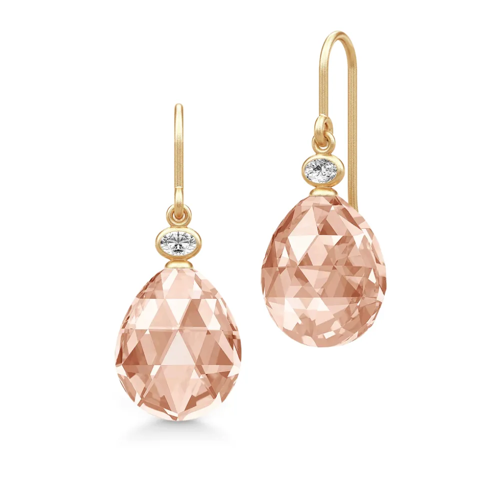 Julie Sandlau – Ofelia ørepynt i forgyldt sølv – Peach Morganite