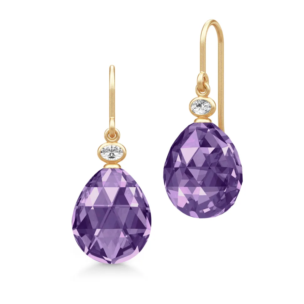Julie Sandlau – Ofelia ørepynt i forgyldt sølv – Amethyst