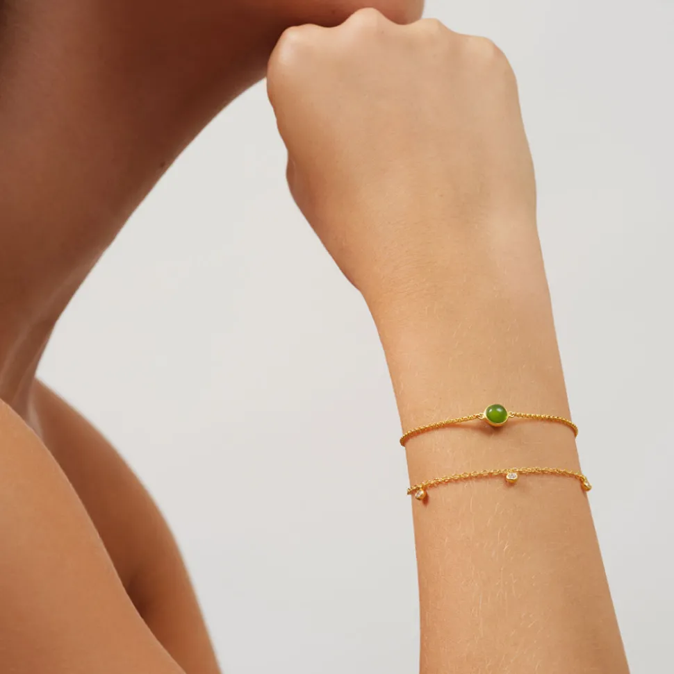Julie Sandlau – Primini armbånd i 22k forgylt sølv – Milky Aqua