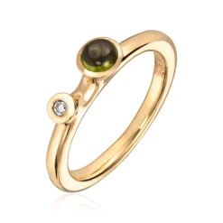 Lene Visholm – Ring Gult Gull Med Grønn Turmalin Og Diamant