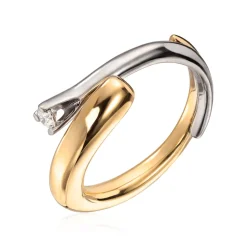 Lene Visholm – Ring Gult og Hvitt Gull Med Diamant