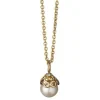 Lene Visholm- Anheng med perle og liten diamant- gull