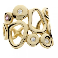 Lene Visholm- Ring med diamant og lilla safir- gull
