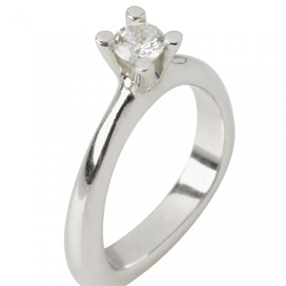 Lene Visholm- 1-stens ring- diamant- hvitt gull