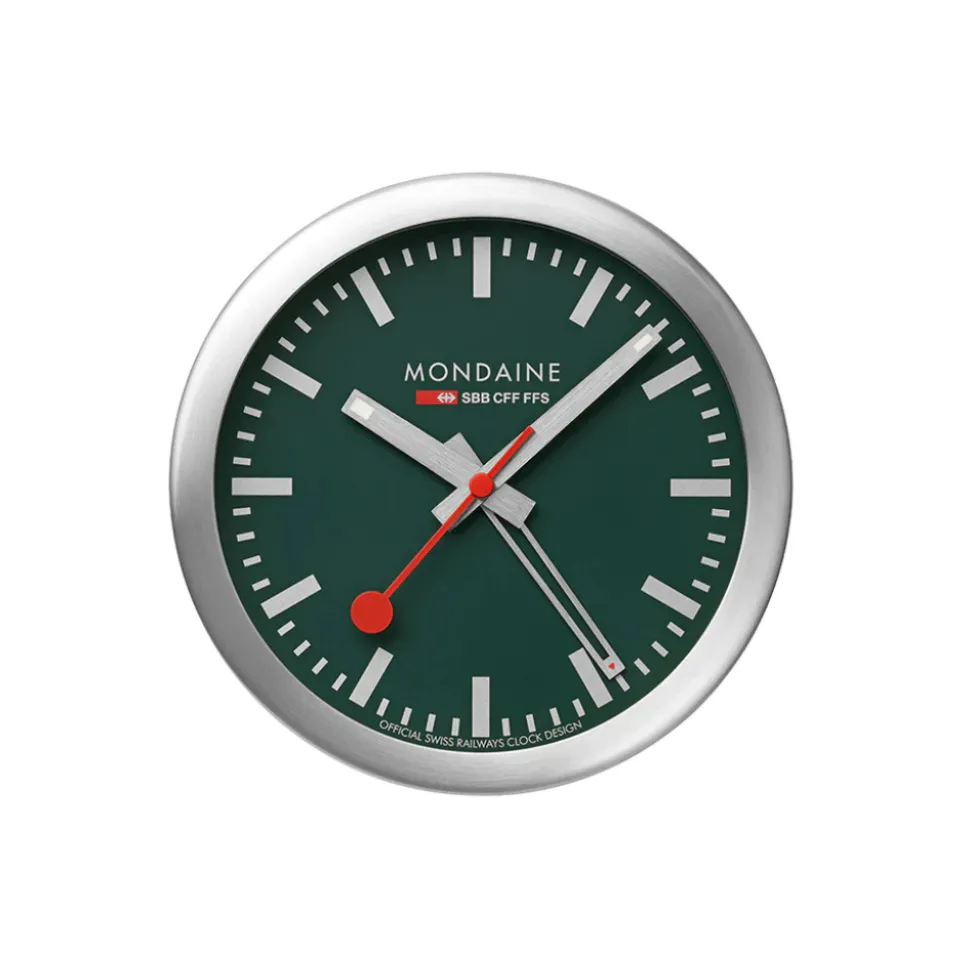 Mondaine – Bordklokke Sølv / Grønn 12,5 cm