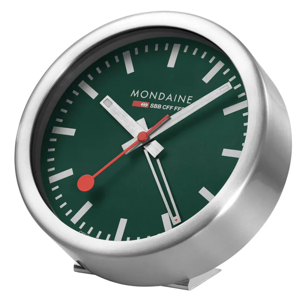 Mondaine – Bordklokke Sølv / Grønn 12,5 cm