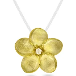 NC Christophersen – Blomsteranheng stor i 14k gult gull med diamant, 0,05ct W/SI