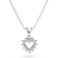 NC Christophersen – Hjerteanheng i hvitt gull med diamanter, 0,12 ct