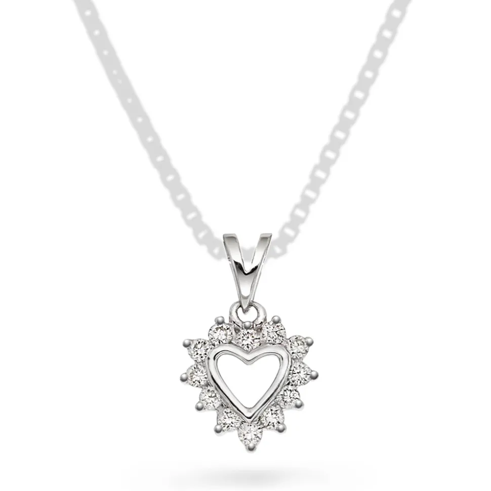 NC Christophersen – Hjerteanheng i hvitt gull med diamanter, 0,12 ct